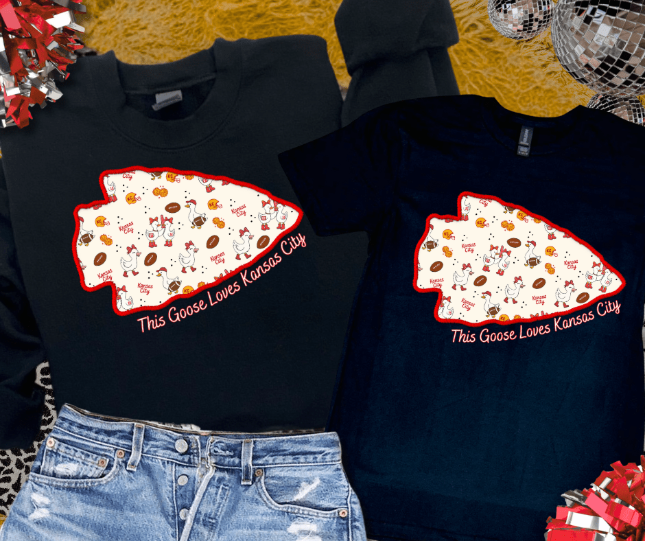 Red Arrowhead This Silly Goose Loves Kansas City (Pick Style & Tee Color) - Wholesale - The Red Rival