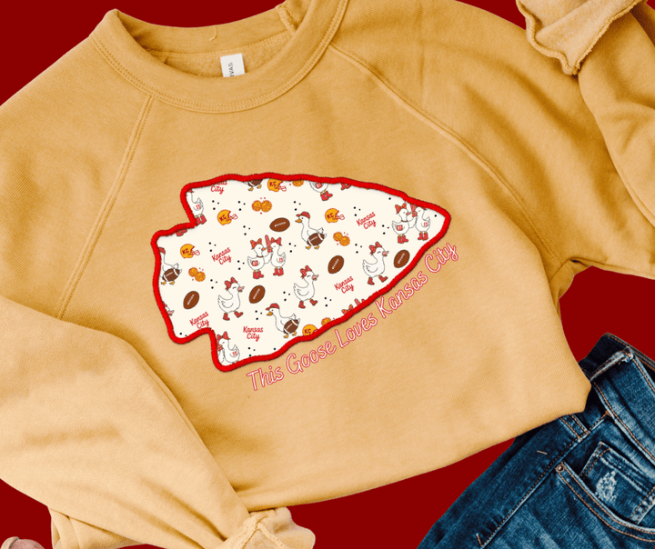 Red Arrowhead This Silly Goose Loves Kansas City Yellow Tee or Sweatshirt - Wholesale - The Red Rival
