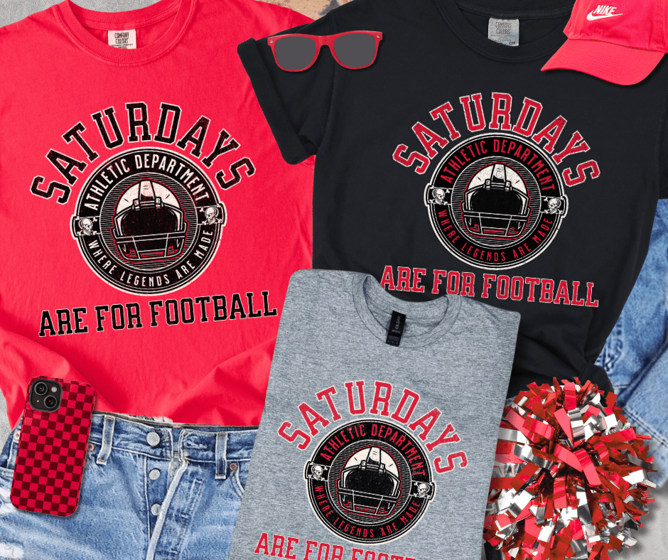 Red & Black Saturday's Are For Football, Helmet (Pick Your Tee Color) - Wholesale - The Red Rival