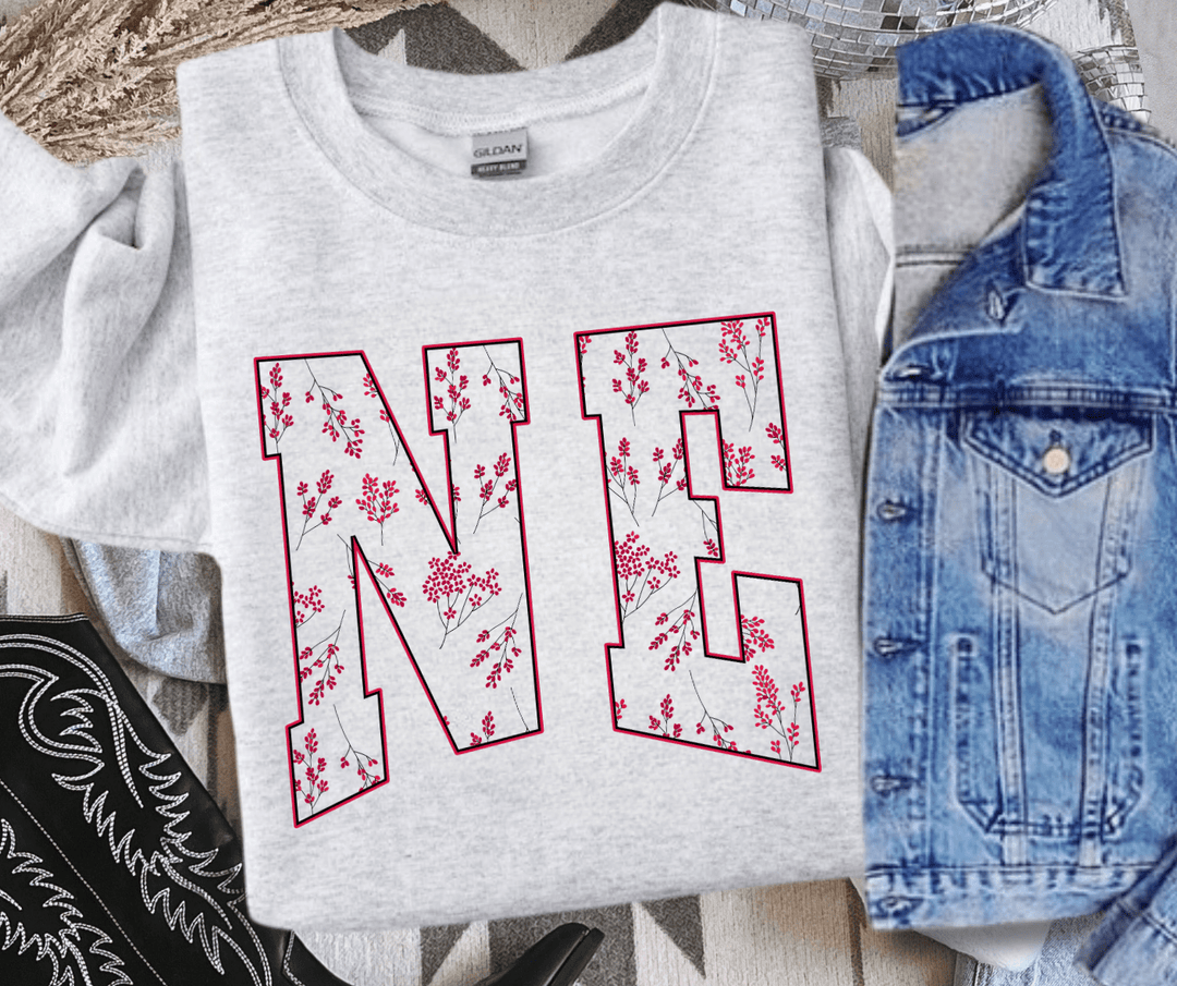 Red Flowers NE Text Ash Sweatshirt - Tees - The Red Rival