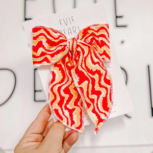 Red Gold White Kc Zigzag Print Oversized Bow - Apparel & Accessories - The Red Rival
