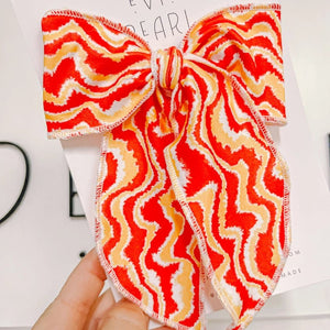 Red Gold White Kc Zigzag Print Oversized Bow - Apparel & Accessories - The Red Rival