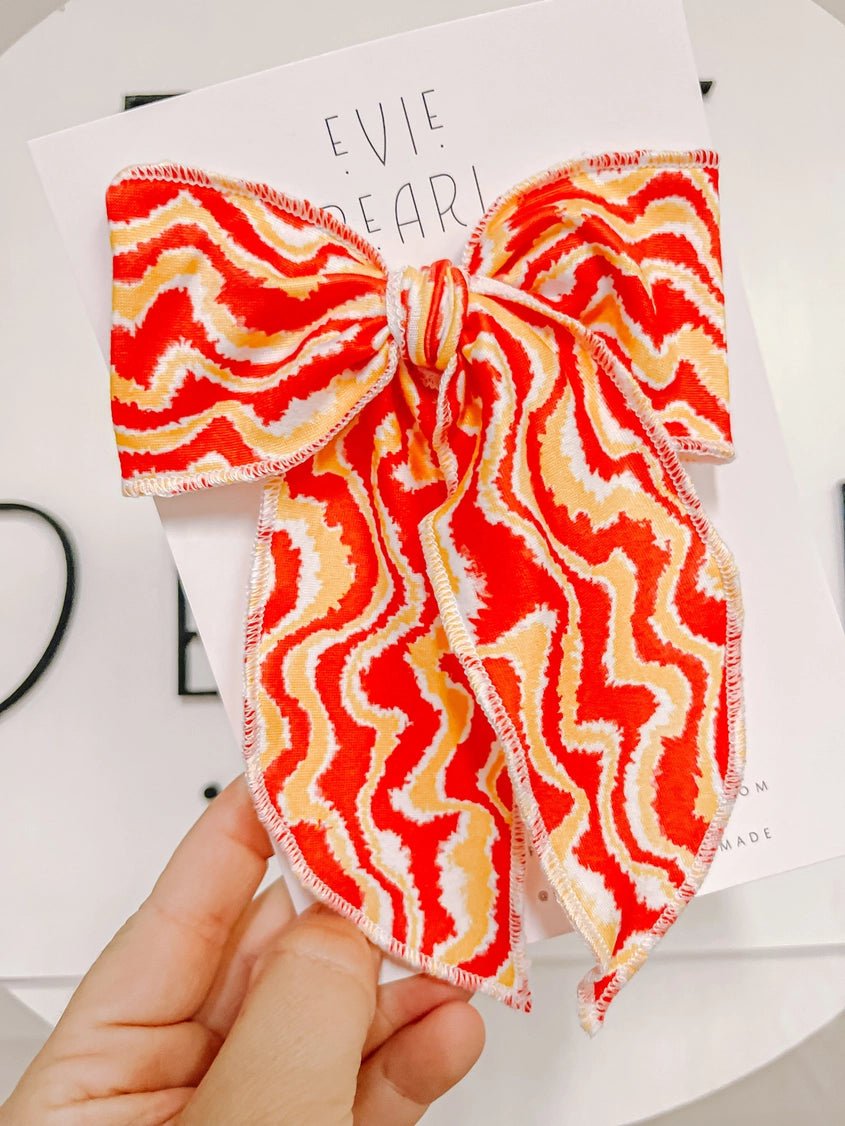Red Gold White Kc Zigzag Print Oversized Bow - Apparel & Accessories - The Red Rival