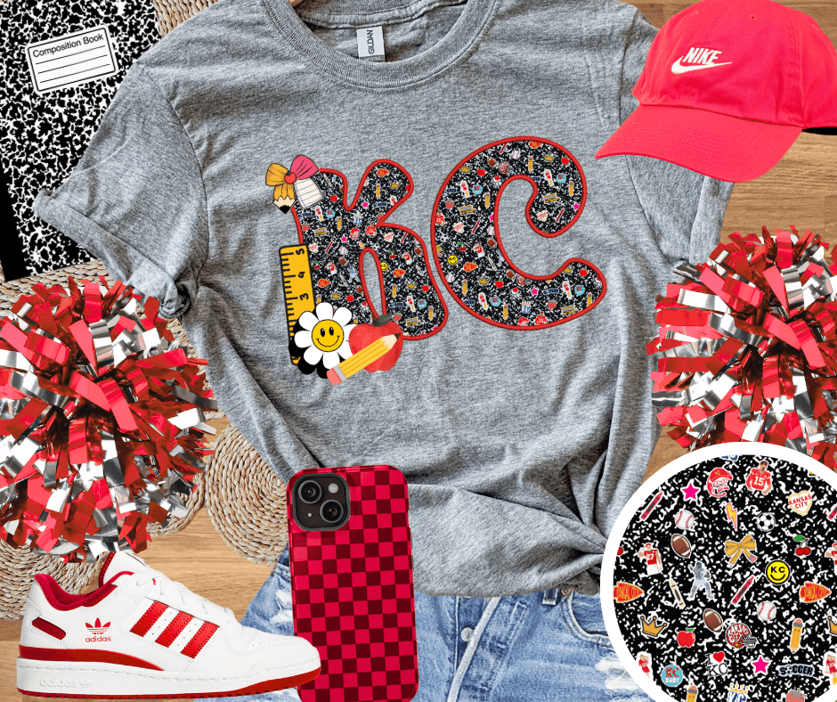 Red KC Composition Letters Graphite Heather Tee - Tees - The Red Rival