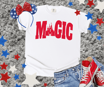 Red Magic Disney Castle White Tee - Graphic Tee - The Red Rival