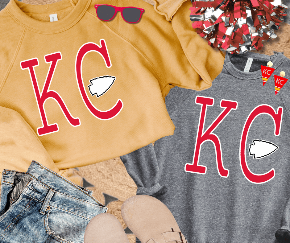 Red Simple KC arrowhead (Pick Your Bella Sweatshirt Color) - Wholesale - The Red Rival