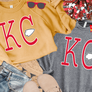 Red Simple KC arrowhead (Pick Your Bella Sweatshirt Color) - Wholesale - The Red Rival