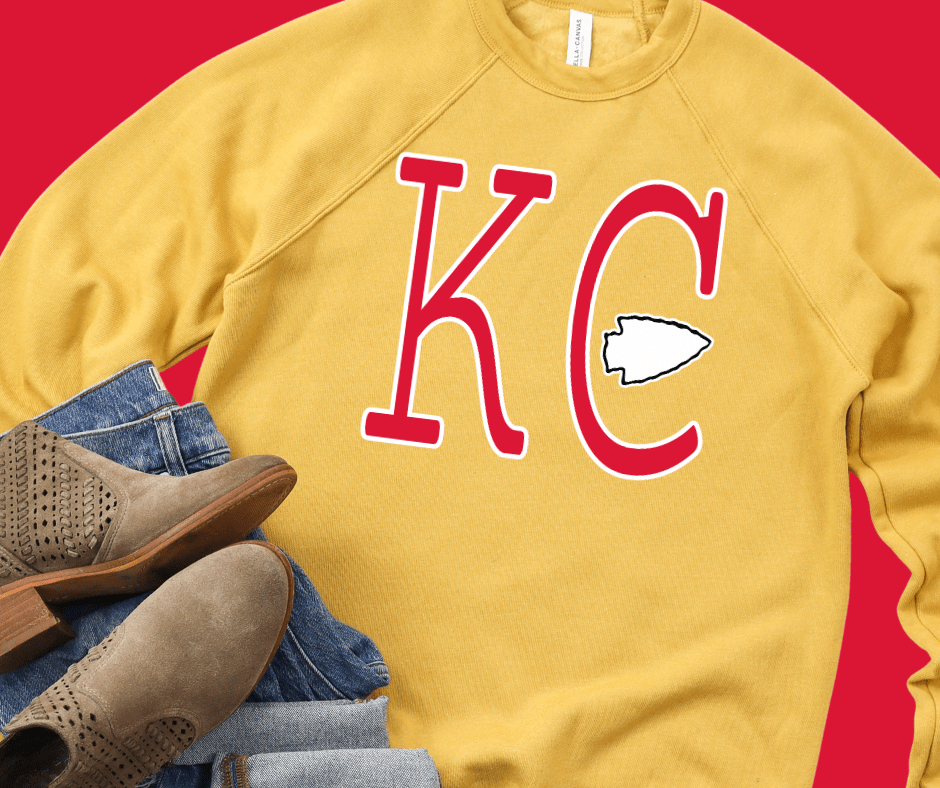 Red Simple KC arrowhead (Pick Your Bella Sweatshirt Color) - Wholesale - The Red Rival