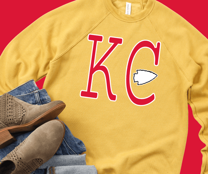 Red Simple KC arrowhead (Pick Your Bella Sweatshirt Color) - Wholesale - The Red Rival