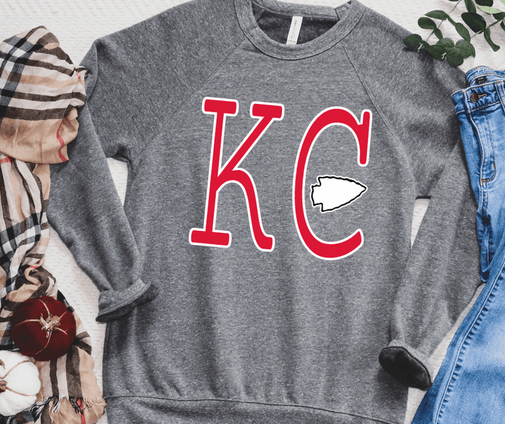 Red Simple KC arrowhead (Pick Your Bella Sweatshirt Color) - Wholesale - The Red Rival
