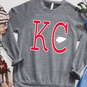 Red Simple KC arrowhead (Pick Your Bella Sweatshirt Color) - Wholesale - The Red Rival