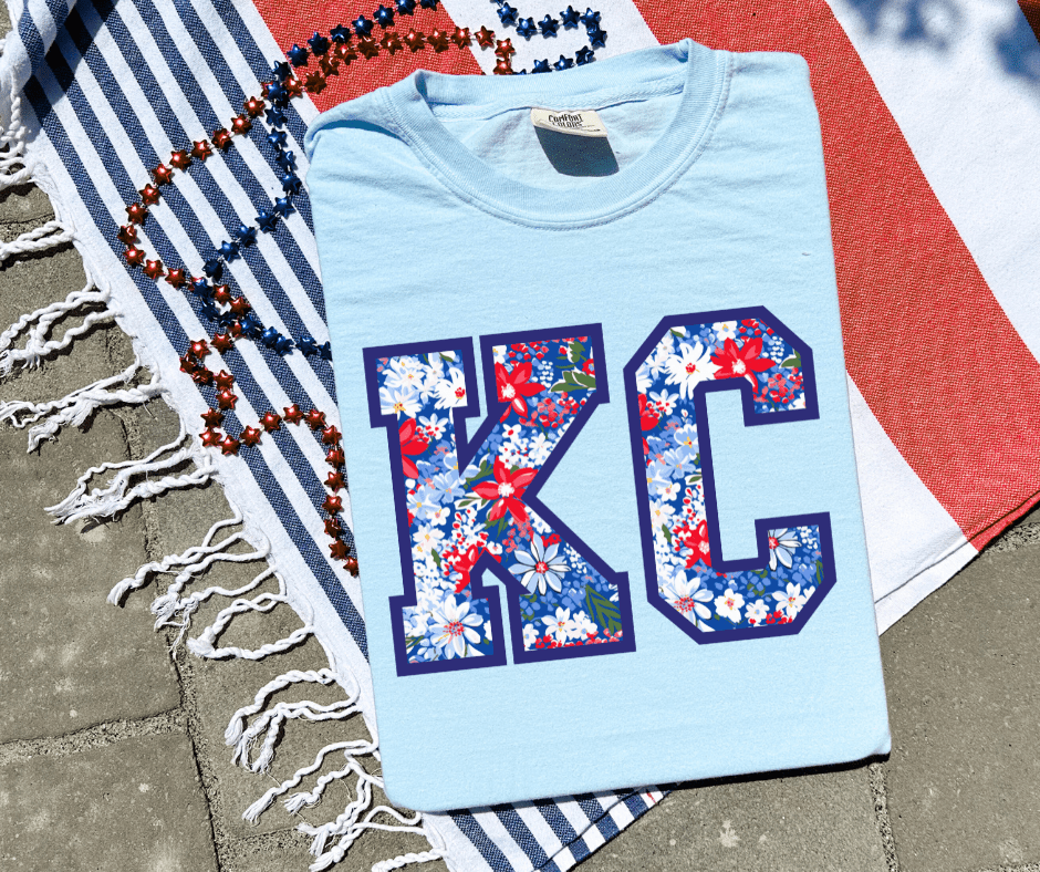 Red White & Blue Floral KC - Graphic Tee - The Red Rival