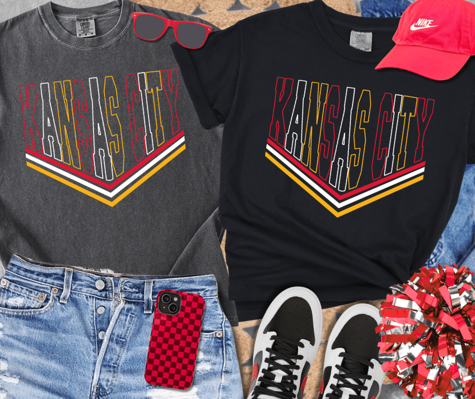 Red, White, & Gold Kansas City V - lines (Pick Your Tee Color) - Tees - The Red Rival