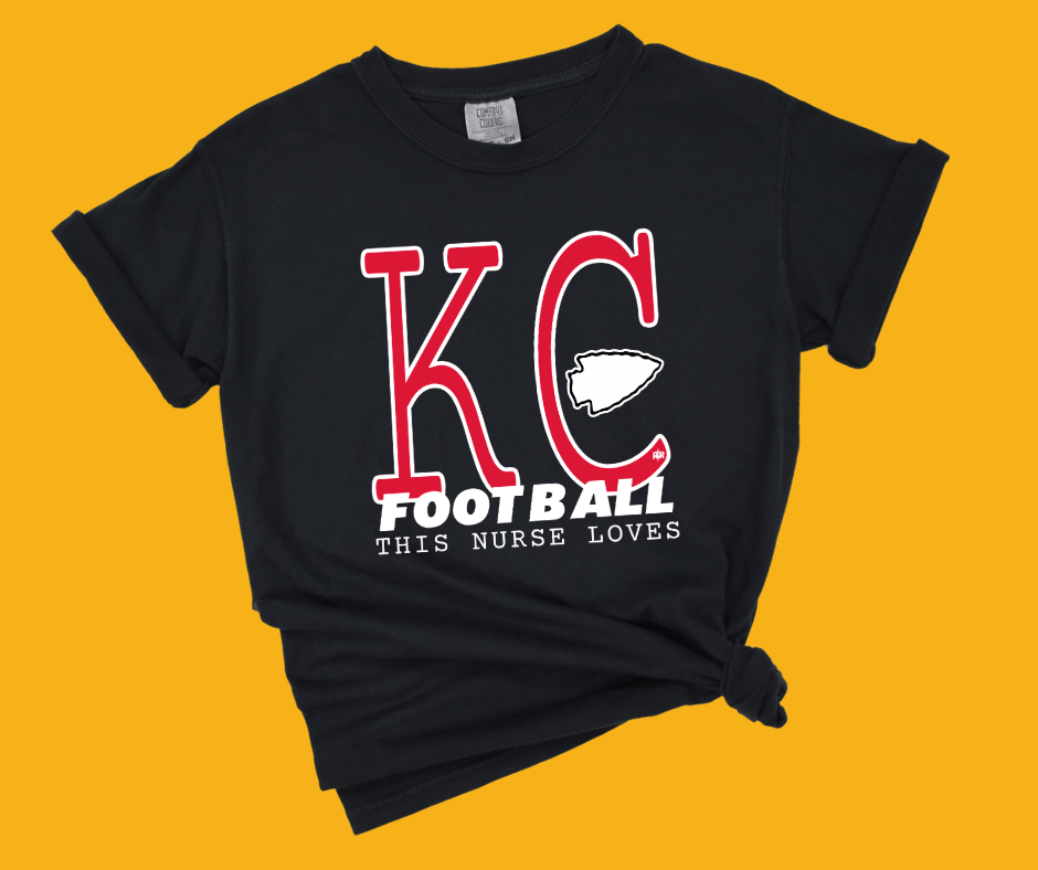 Red & White This Nurse Loves KC Football - Tees - The Red Rival