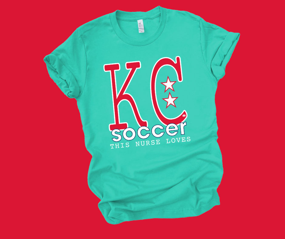 Red & White This Nurse Loves KC Soccer - Tees - The Red Rival