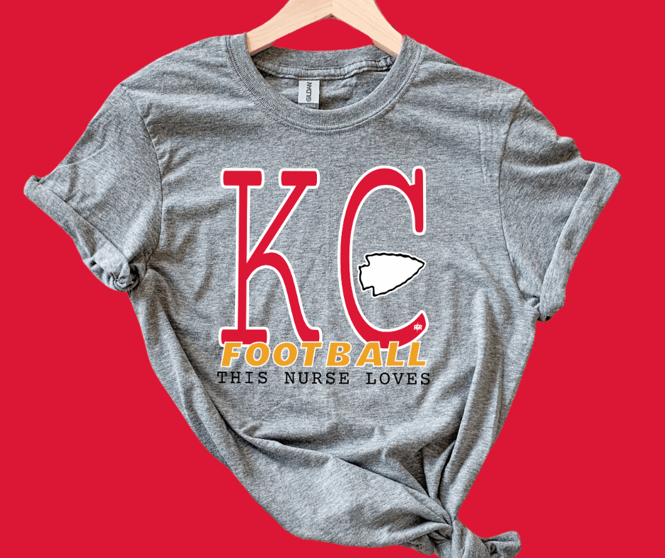 Red & Yellow This Nurse Loves KC Football - Tees - The Red Rival