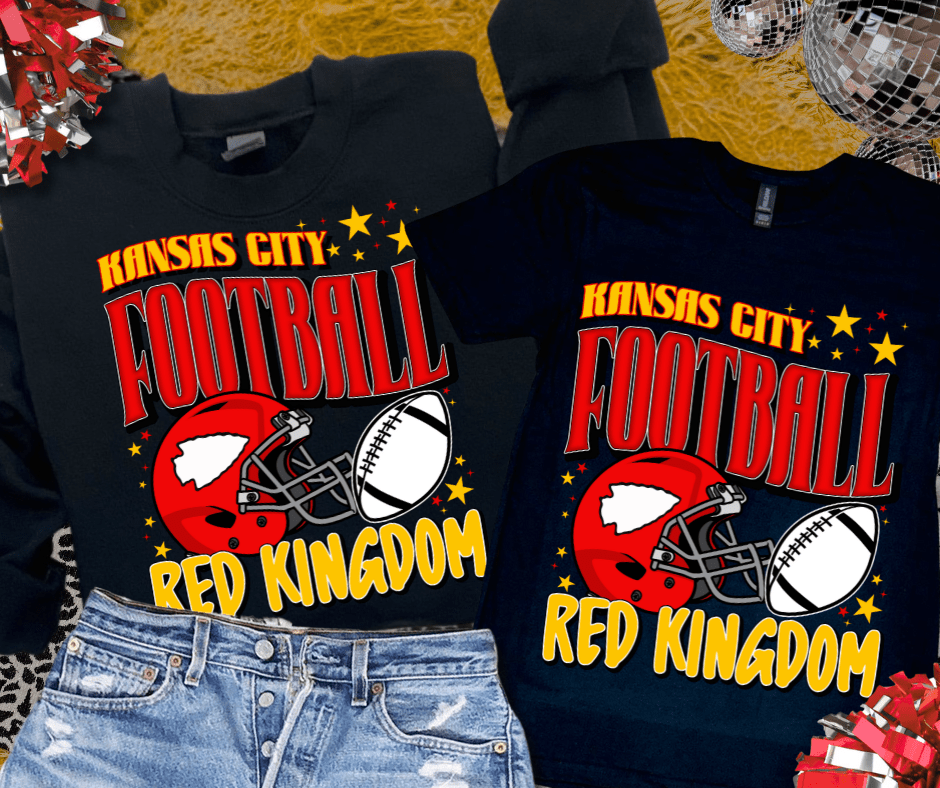 Red/Gold Kansas City Red Kingdom BLACK Sweatshirt or Tee - Wholesale - The Red Rival