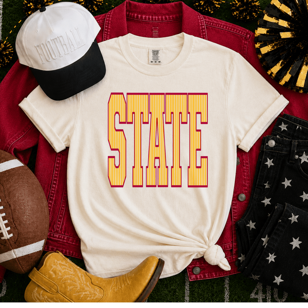 Red/Gold State Ivory Tee - Tees - The Red Rival