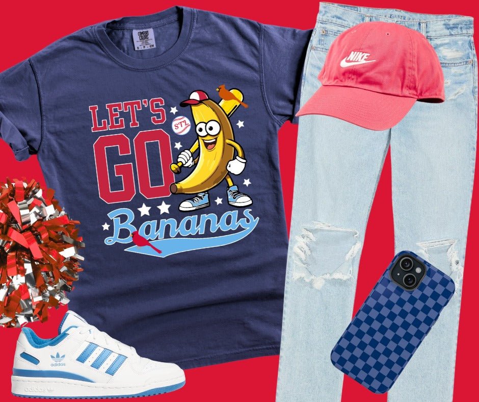Red/Light Blue STL Let's Go Bananas Navy Graphic Tee - Graphic Tee - The Red Rival