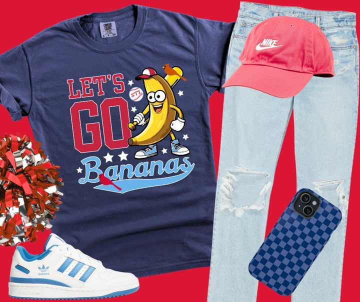 Red/Light Blue STL Let's Go Bananas Navy Graphic Tee - Graphic Tee - The Red Rival