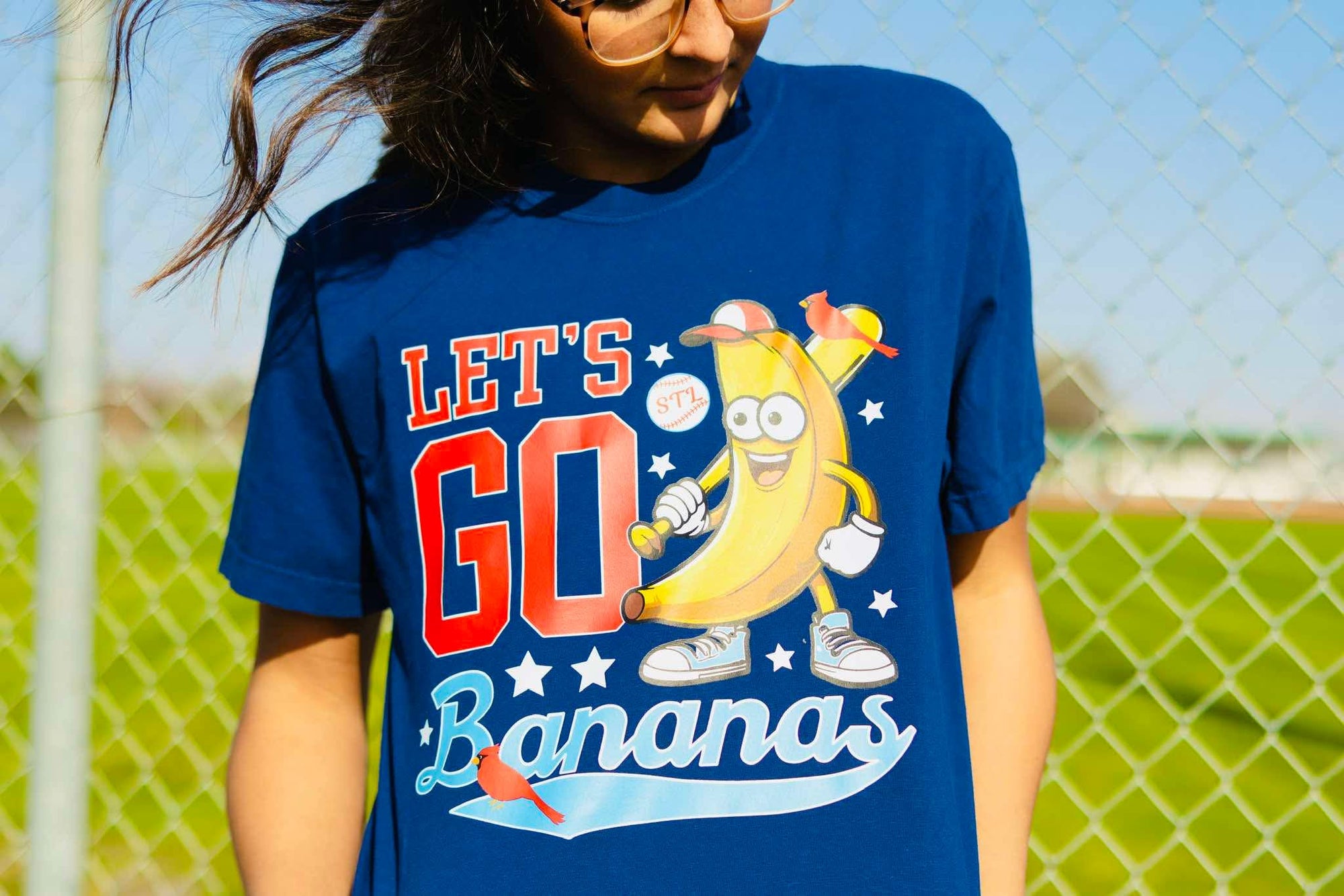 Red/Light Blue STL Let's Go Bananas Navy Graphic Tee - Graphic Tee - The Red Rival