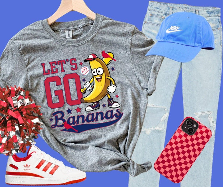 Red/Navy STL Let's Go Bananas Grey Tee - Tees - The Red Rival