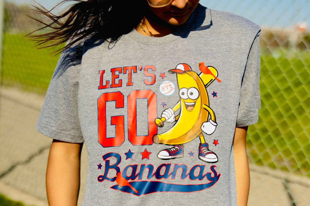 Red/Navy STL Let's Go Bananas Grey Tee - Tees - The Red Rival