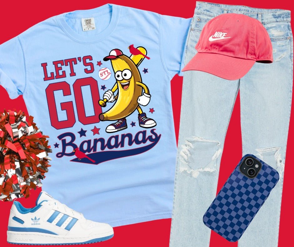 Red/Navy STL Let's Go Bananas Light Blue Graphic Tee - Graphic Tee - The Red Rival