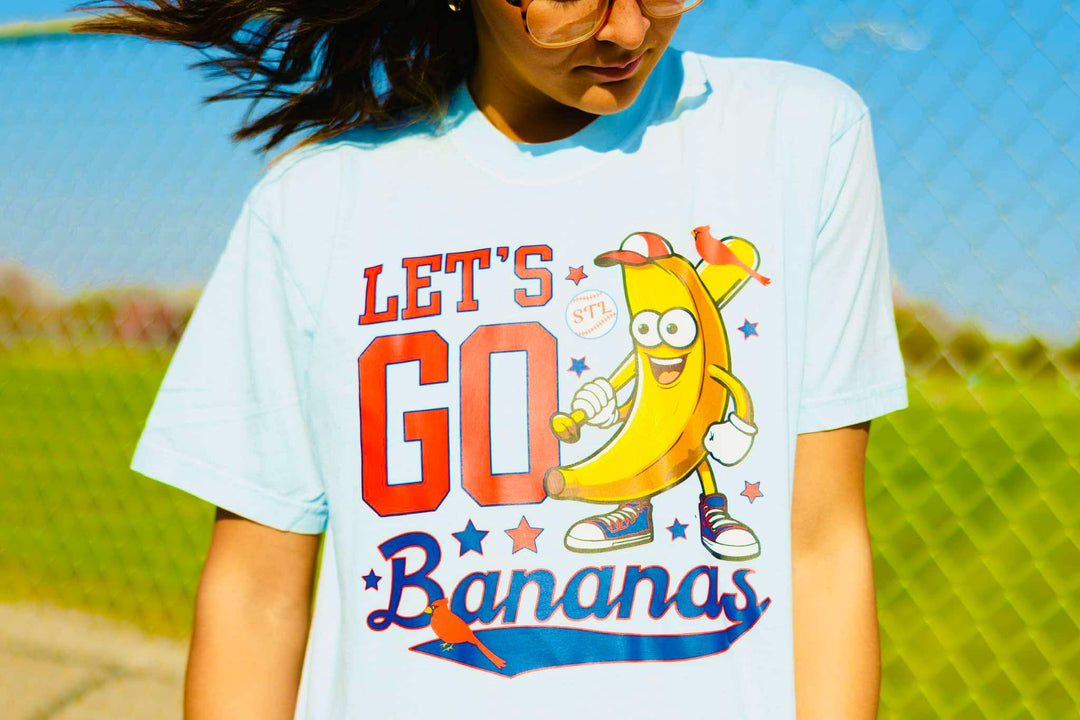 Red/Navy STL Let's Go Bananas Light Blue Graphic Tee - Graphic Tee - The Red Rival