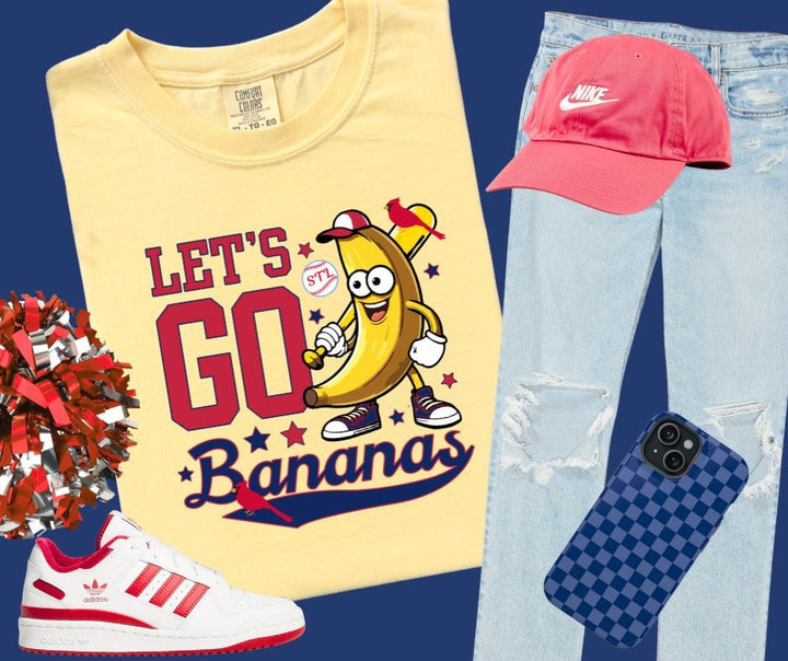 Red/Navy STL Let's Go Bananas Light Yellow Graphic Tee - Graphic Tee - The Red Rival