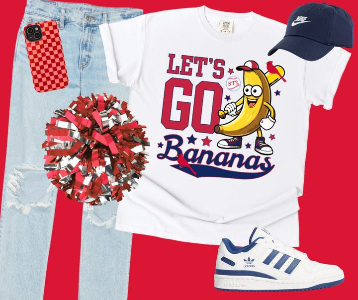 Red/Navy STL Let's Go Bananas White Graphic Tee - Graphic Tee - The Red Rival