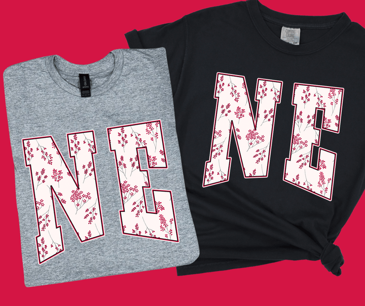 Red/White NE Floral Letters (Pick Your Color) - Tees &amp; Sweatshirts - The Red Rival