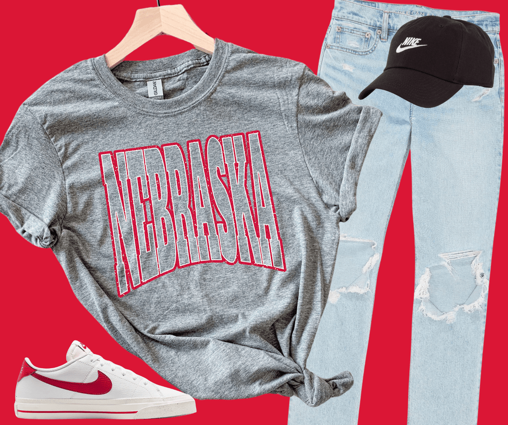 Red/White NE State Text (Choose Your Tee Color) - Tees - The Red Rival