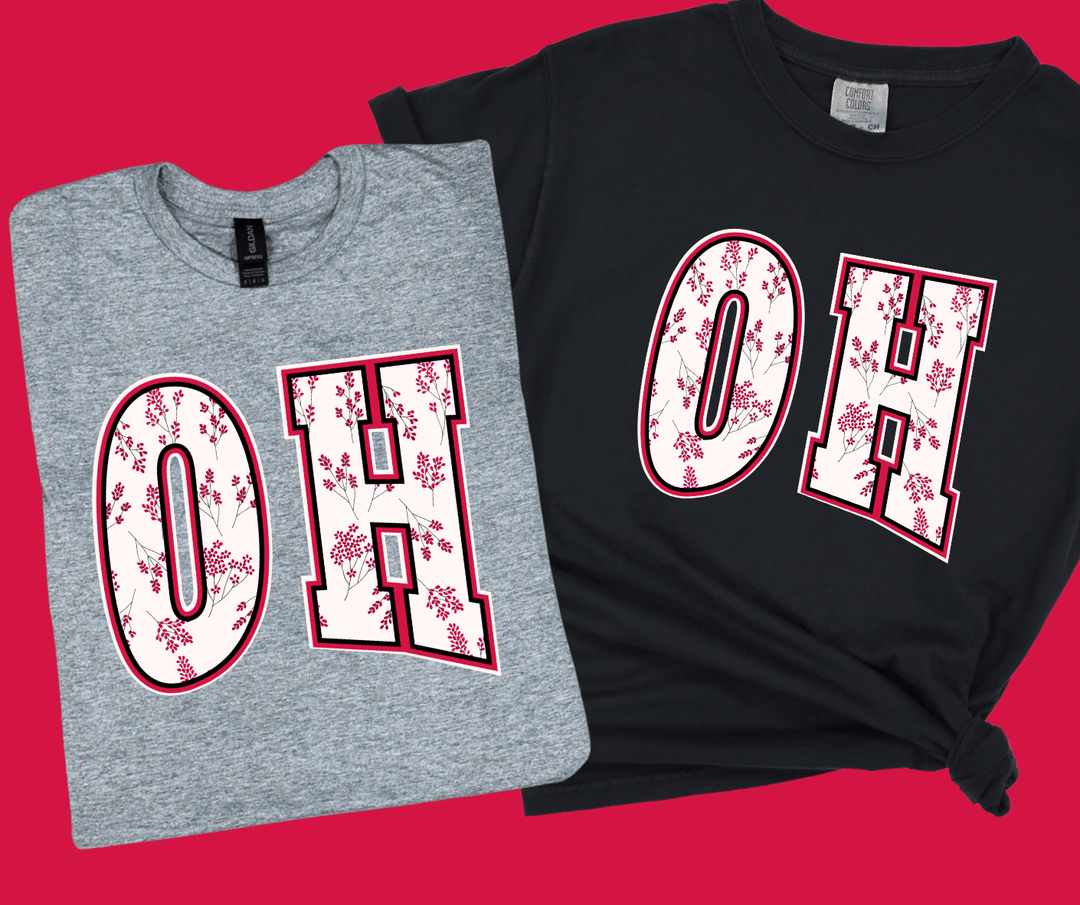 Red/White OH Floral Letters (Pick Your Color) - Tees & Sweatshirts - The Red Rival