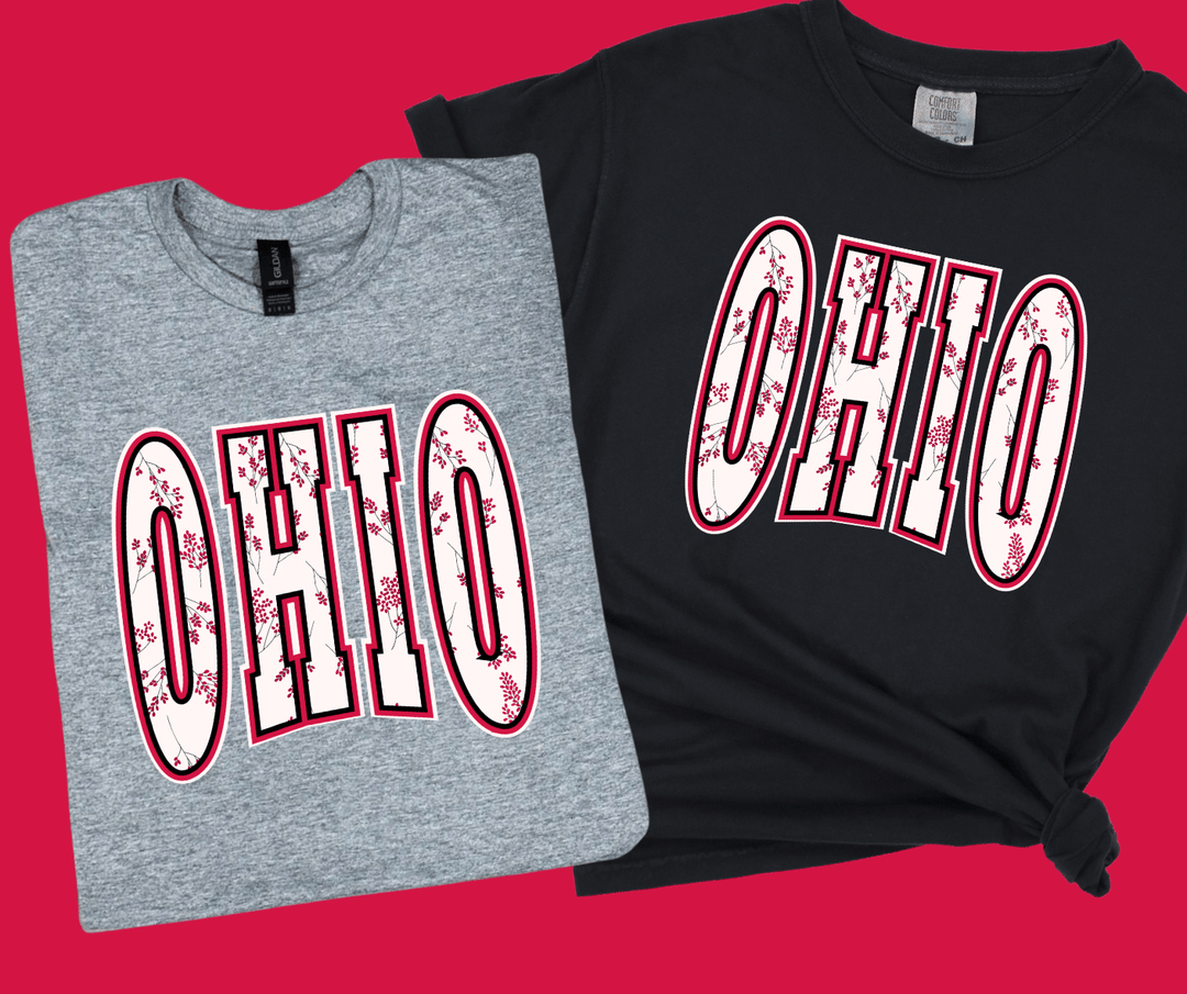 Red/White OHIO Floral Letters (Pick Your Color) - Tees & Sweatshirts - The Red Rival