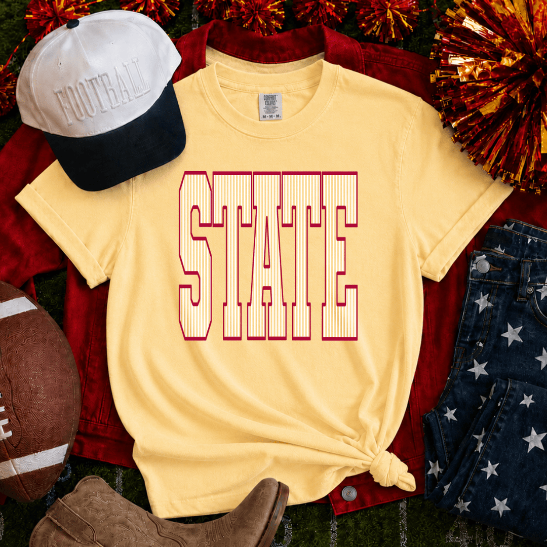 Red/White State Butter Tee - Tees - The Red Rival