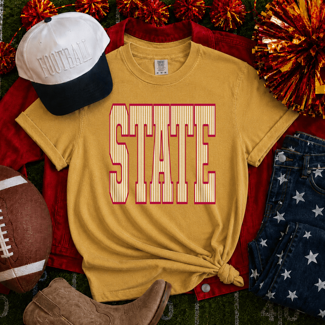 Red/White State Mustard Tee - Tees - The Red Rival