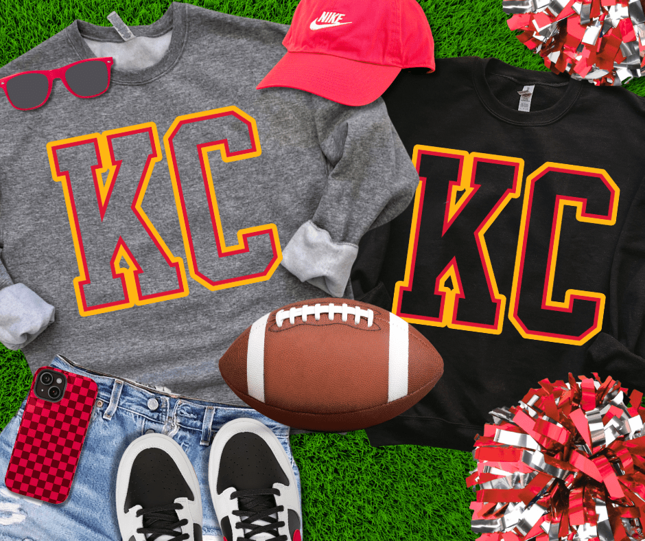 Red/Yellow KC Letters (Pick Your Sweatshirt Color) - Tees & Sweatshirts - The Red Rival