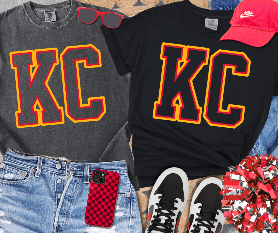 Red/Yellow KC Letters (Pick Your Tee Color) - Tees & Sweatshirts - The Red Rival