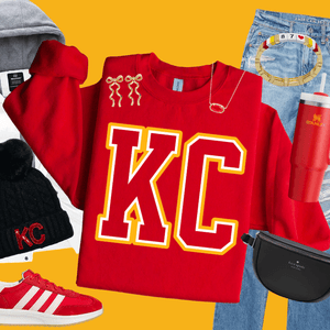 Red/Yellow KC Letters Sweatshirt or Tee - Tees & Sweatshirts - The Red Rival