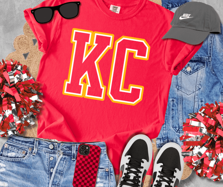 Red/Yellow KC Letters Sweatshirt or Tee - Tees & Sweatshirts - The Red Rival