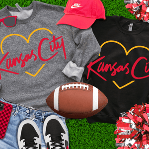 Red/Yellow KC Script Heart (Pick Your Sweatshirt Color) - Tees & Sweatshirts - The Red Rival