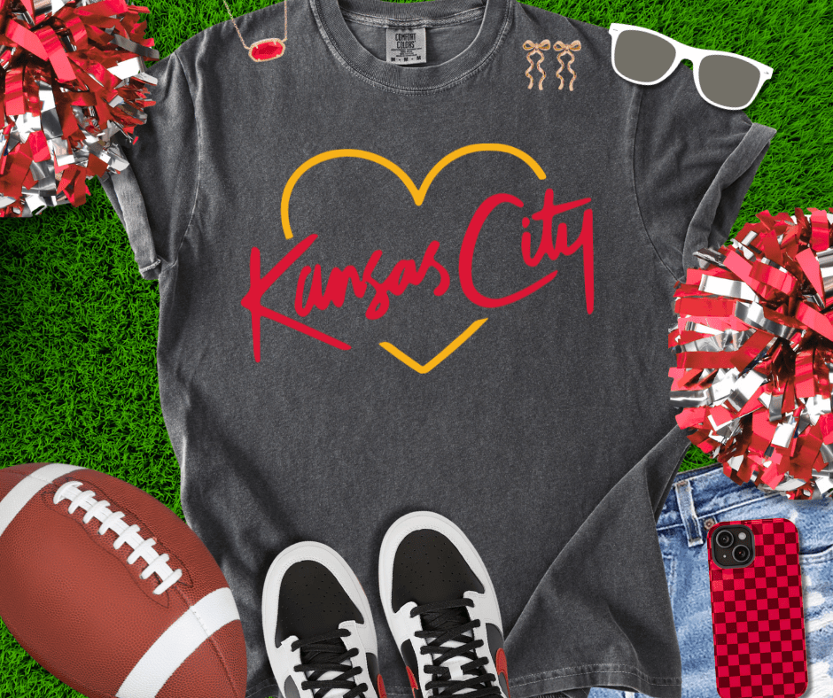 Red/Yellow KC Script Heart (Pick Your Tee Color) - Tees & Sweatshirts - The Red Rival
