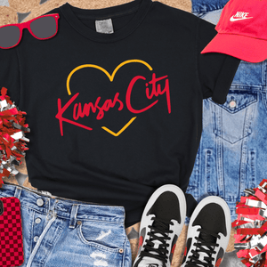 Red/Yellow KC Script Heart (Pick Your Tee Color) - Tees & Sweatshirts - The Red Rival
