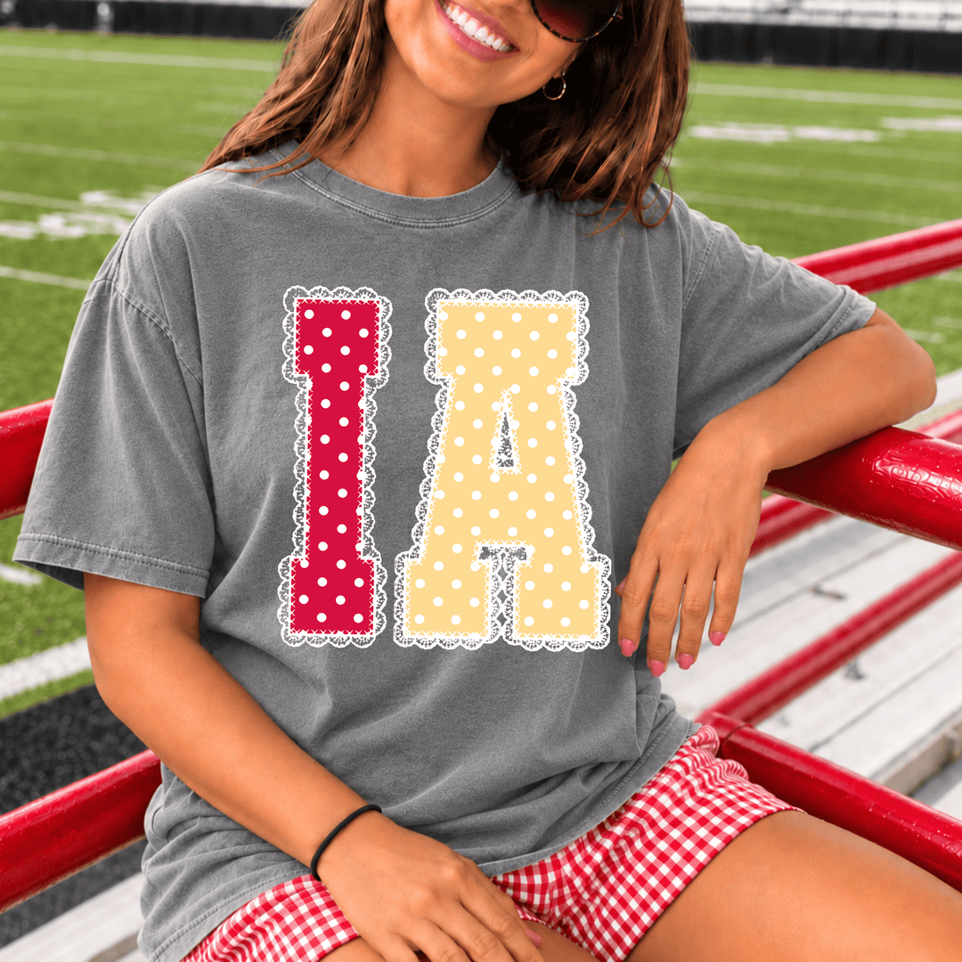 Red/Yellow Polkadot Lace I-A Letters Grey Tee or Sweatshirt - Tees - The Red Rival