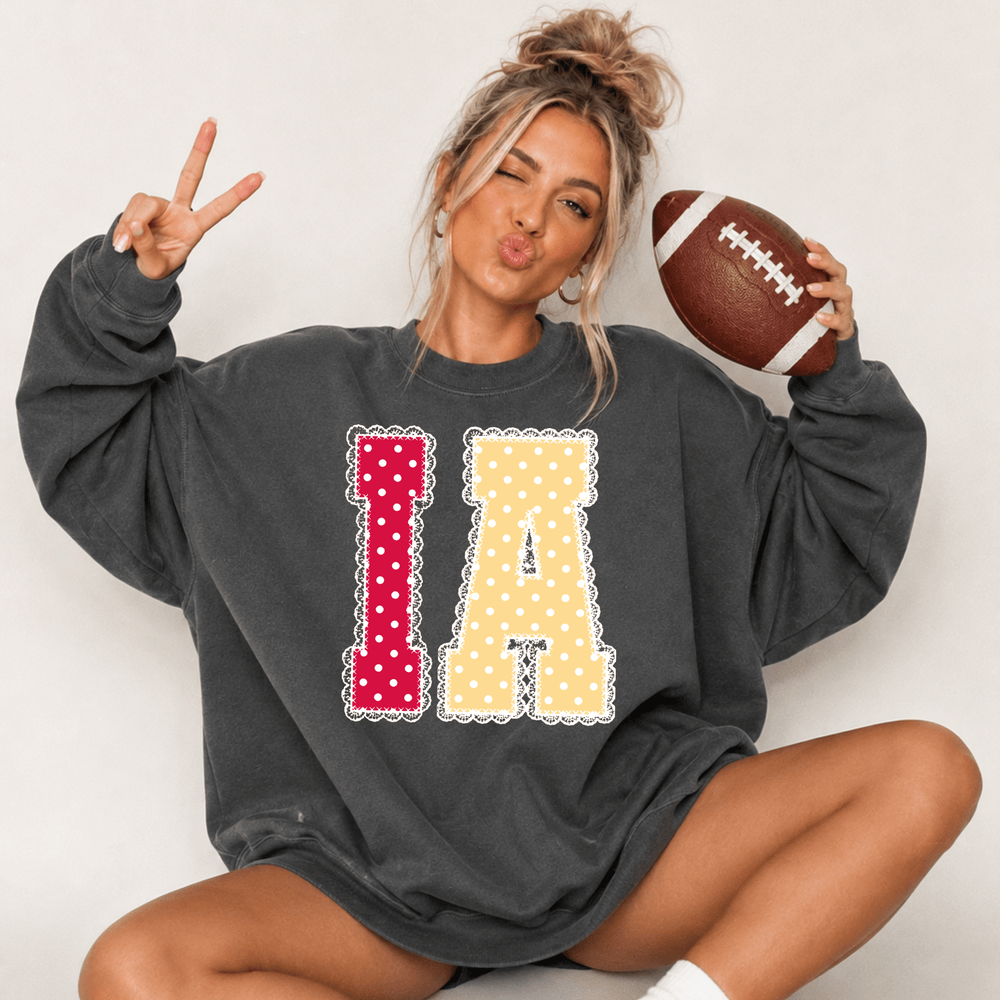 Red/Yellow Polkadot Lace I-A Letters Grey Tee or Sweatshirt - Tees - The Red Rival