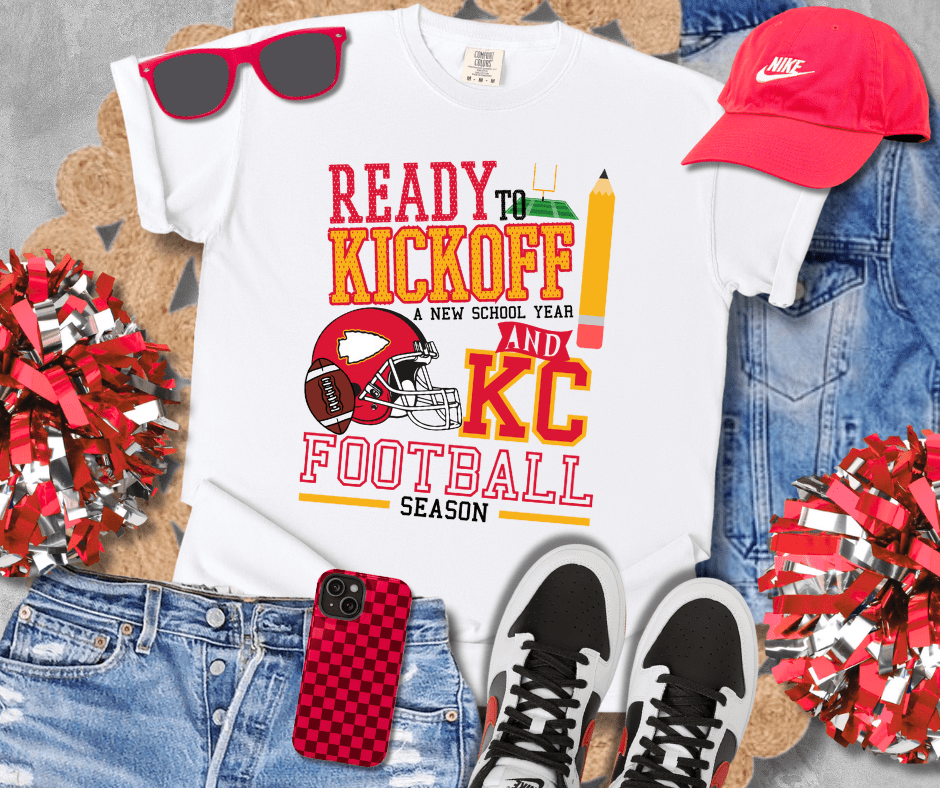 Red/Yellow Ready to Kickoff School & KC Football - Tees - The Red Rival