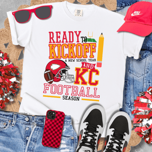 Red/Yellow Ready to Kickoff School & KC Football - Tees - The Red Rival