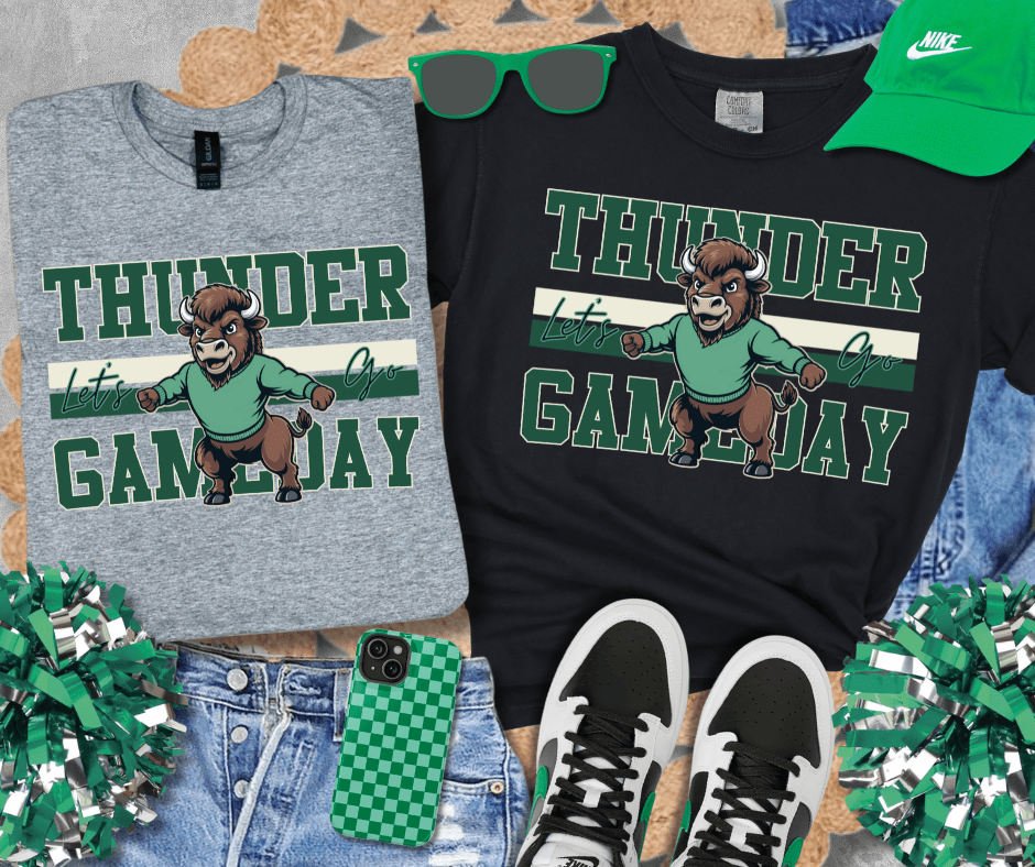 Retro Bison Thunder Mascot (Pick Your Tee Color) - Graphic Tee - The Red Rival