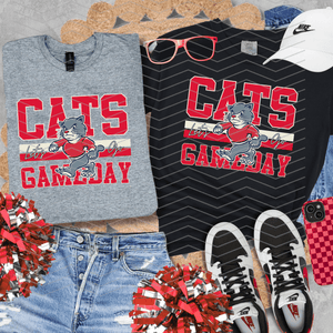 Retro Cats Mascot (Pick Your Tee Color) - Graphic Tee - The Red Rival